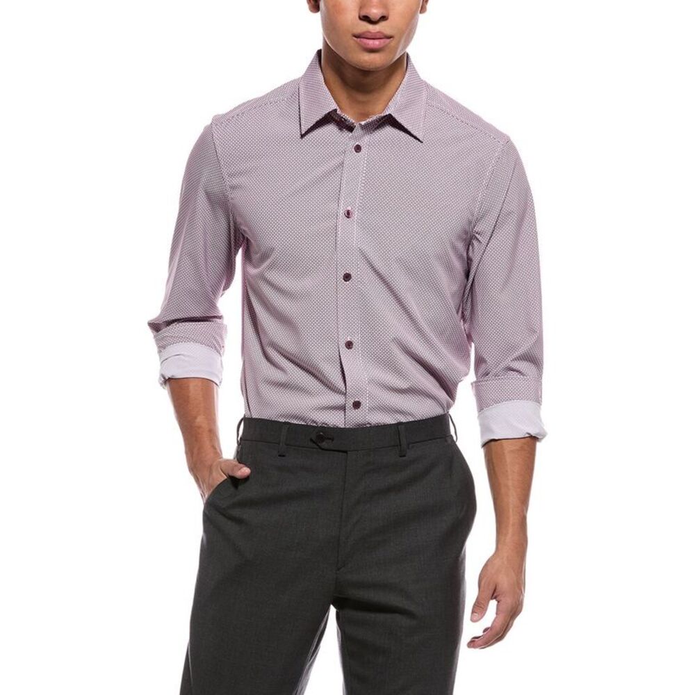 Report Collection Mens 4-Way Woven Sport Shirt, Pink